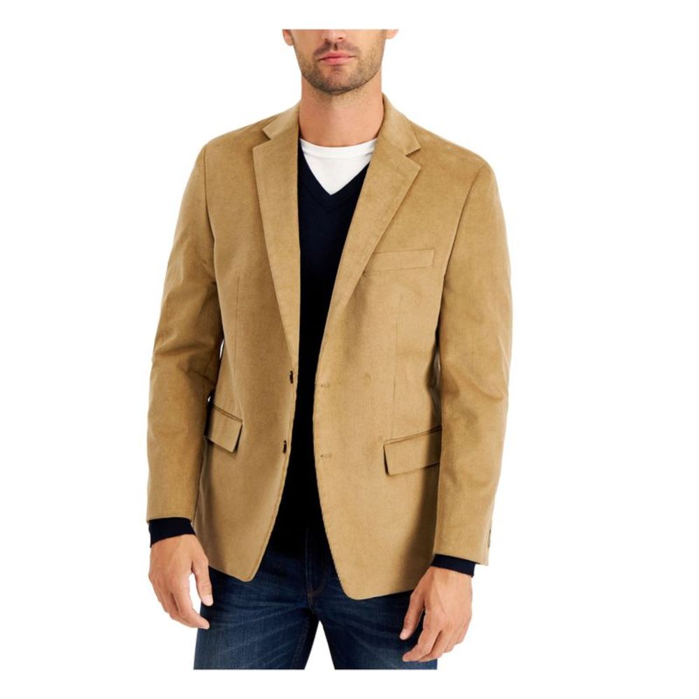 CLUBROOM Mens Beige Single Breasted, Classic Fit Blazer Sport Coat 40S